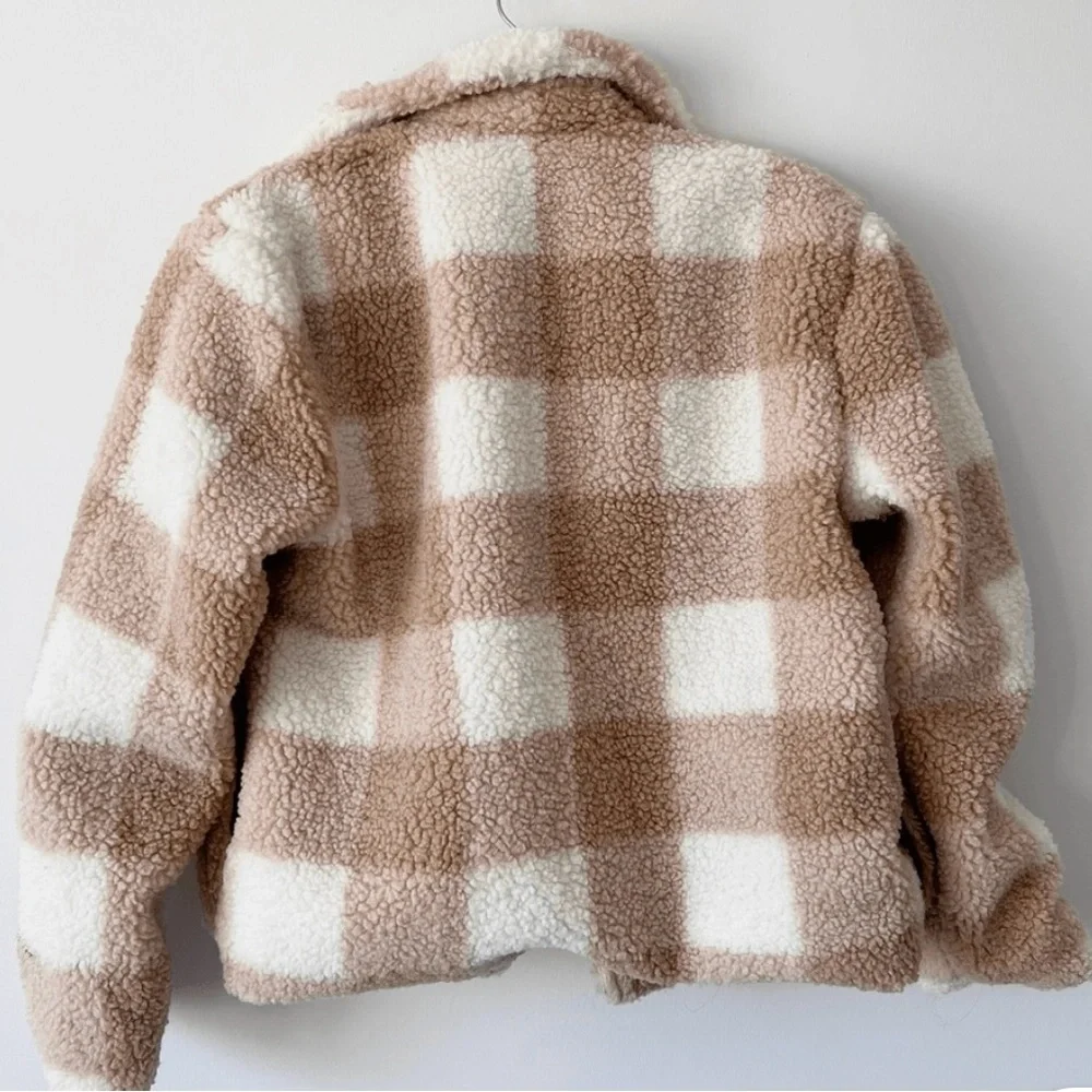 Anthropologie avec les filles Sherpa plaid jacket women’s size small - Picture 2 of 9